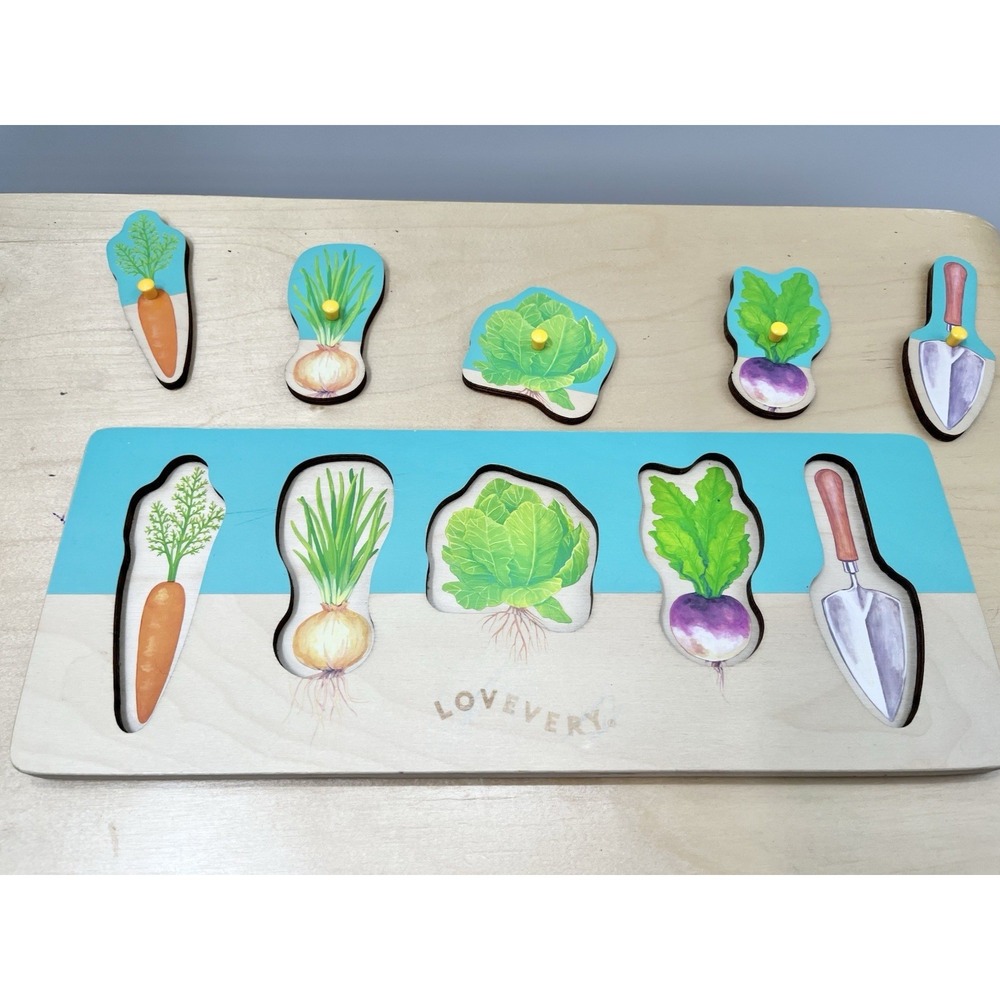 Lovevery Wooden Puzzle Vegetable Community Garden Edition Montessori